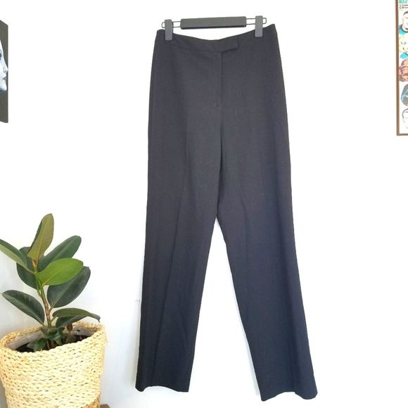 Vintage Briggs New York High Waisted Pleated Wide Leg Black Trousers - Picture 2 of 6